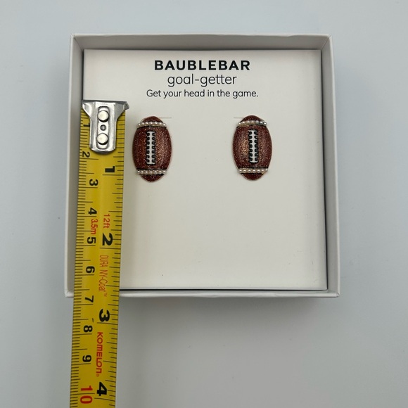 *New* BaubleBar Brown Glitter and Pearl Football Earrings - Picture 6 of 6